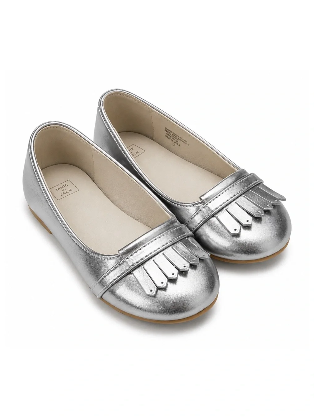 Janie & Jack Metallic Silver Tassel Detail Slip On Flats Toddler Girls Size 10*